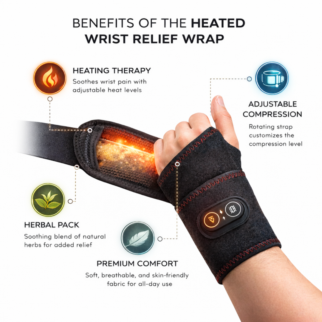 Heated Wrist Wrap – Vibration & Heat Therapy for Pain Relief
