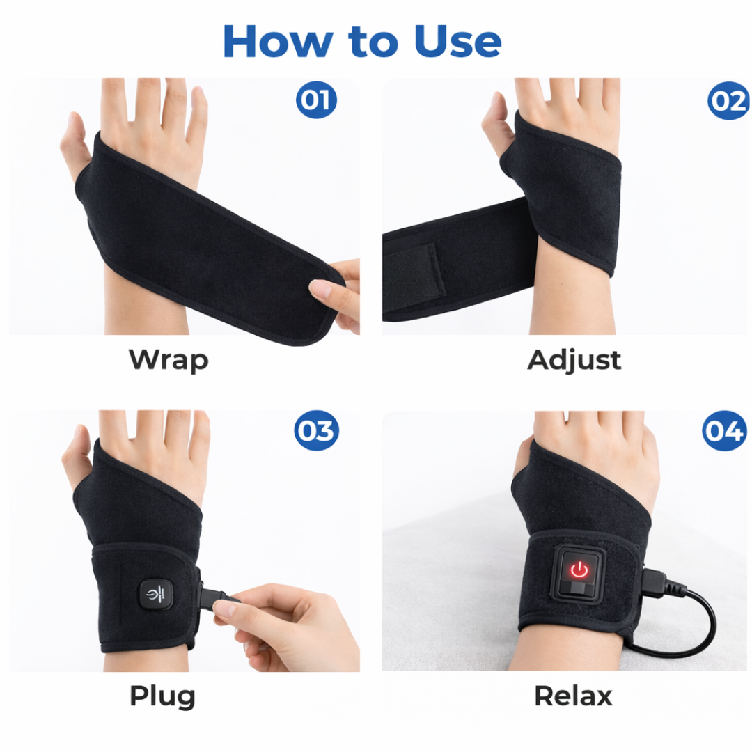 Heated Wrist Wrap – Vibration & Heat Therapy for Pain Relief